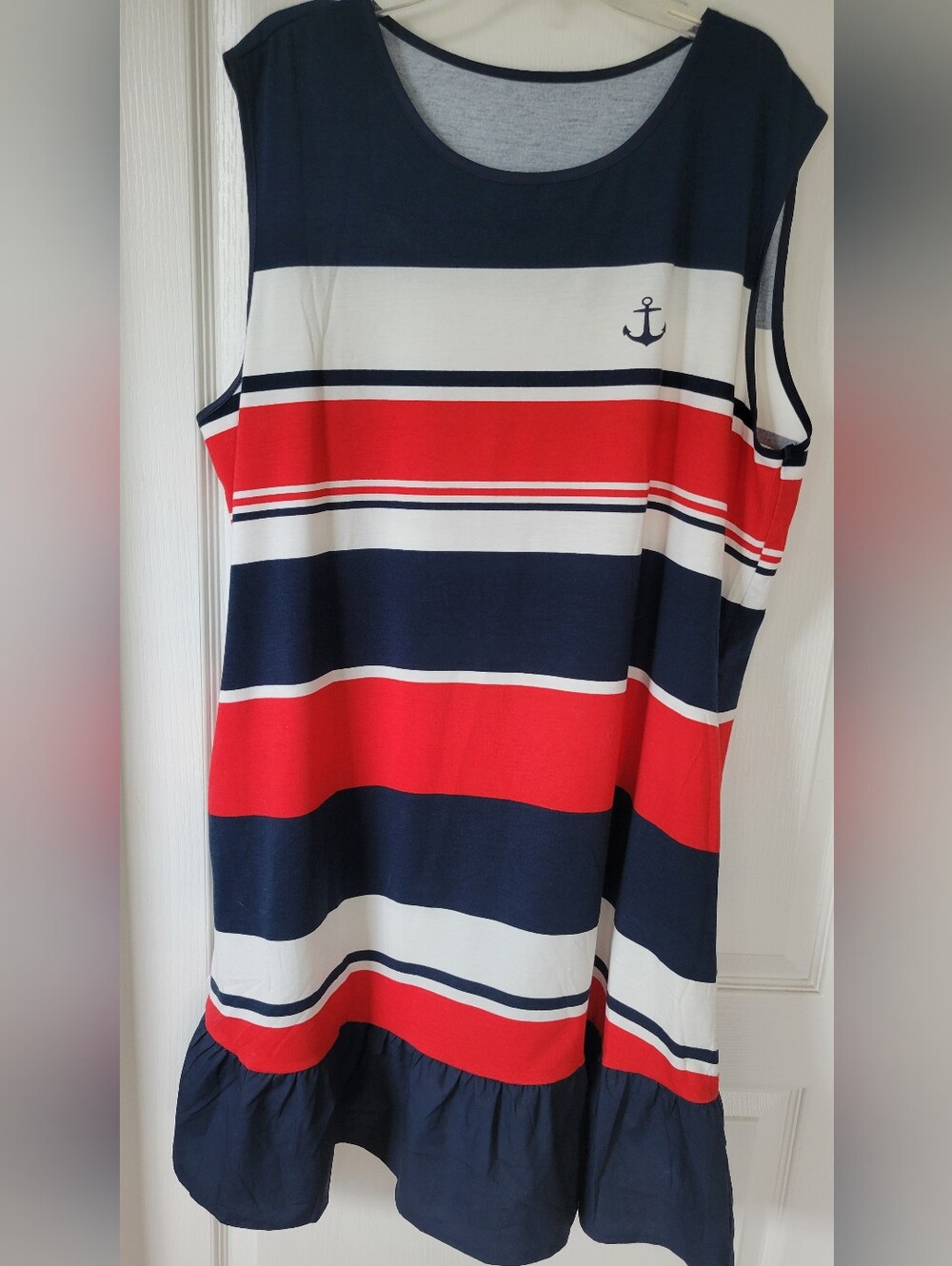 Nautical Red, White & Navy Striped Women's Tank Dress Womens Plus XXL